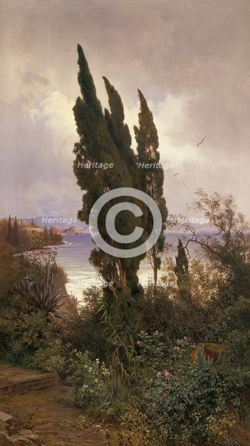 Garden in front of the royal castle on Corfu, 1888. Creator: Ludwig Hans Fischer.