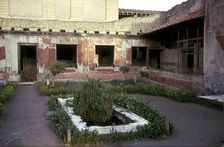 Garden in the courtyard of the Roman Villa, the House of the Stags, Herculaneum, Italy