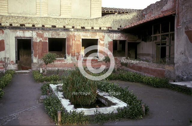 Garden in the courtyard of the Roman Villa, the House of the Stags, Herculaneum, Italy. Artist: Unknown