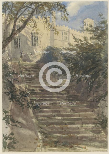 Garden stairs at Haddon Hall (Derbyshire), 1831-1859. Creator: David Cox the Elder.