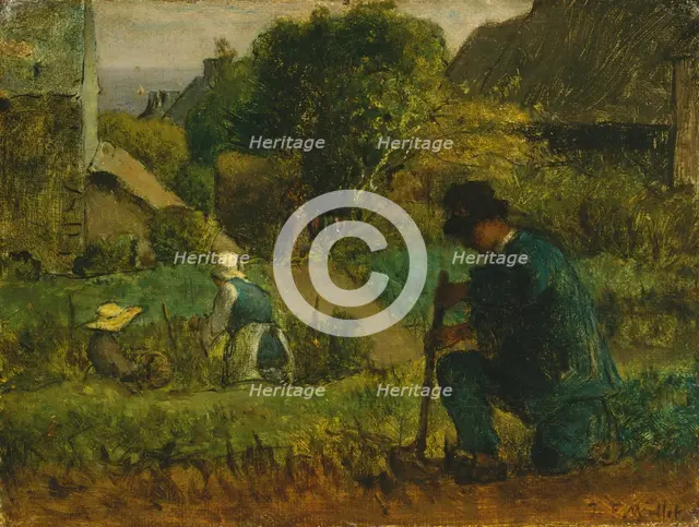 Garden Scene, 1854. Creator: Jean Francois Millet.