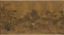Garden scene: melons, egg-plants, flowers, and two weasels, 1368-1644. Creator: Unknown