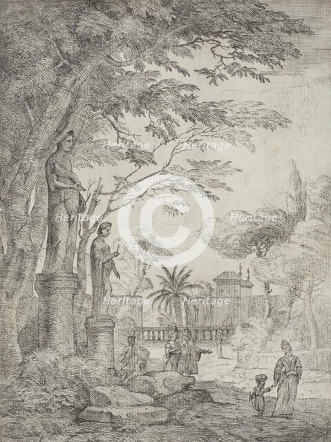 Garden Scene with Two Statues (Garden of the Villa Medici), between circa 1710 and circa 1720. Creator: Jan Frans van Bloemen.
