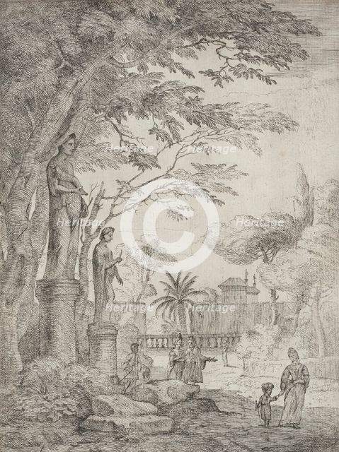 Garden Scene with Two Statues (Garden of the Villa Medici), between circa 1710 and circa 1720. Creator: Jan Frans van Bloemen.