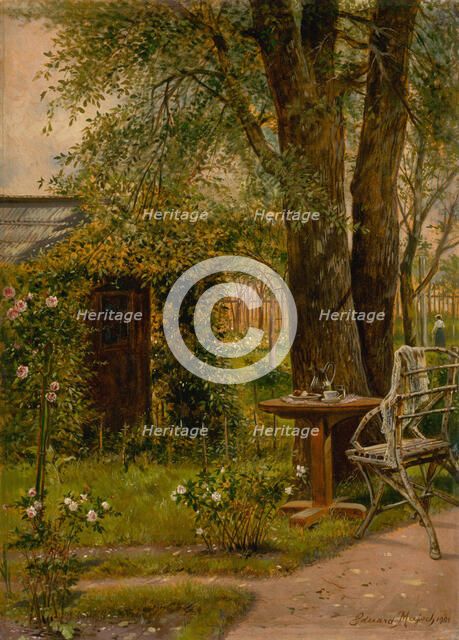 Garden with a table, 1902. Creator: Eduard Majsch.