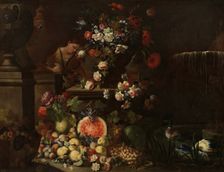 Garden with flowers and fruit, 17th century. Creator: Unknown