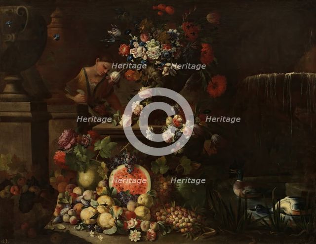 Garden with flowers and fruit, 17th century. Creator: Unknown.