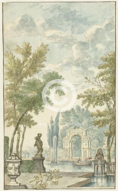 Garden with water feature, 1757-1822. Creator: Hermanus Petrus Schouten.