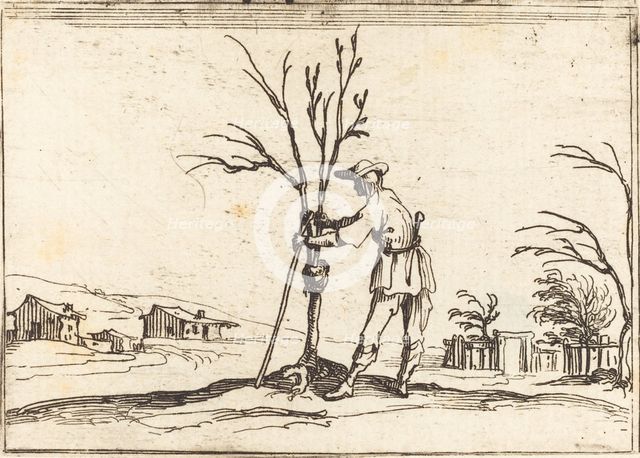 Gardener Pruning a Tree, 1628. Creator: Jacques Callot.
