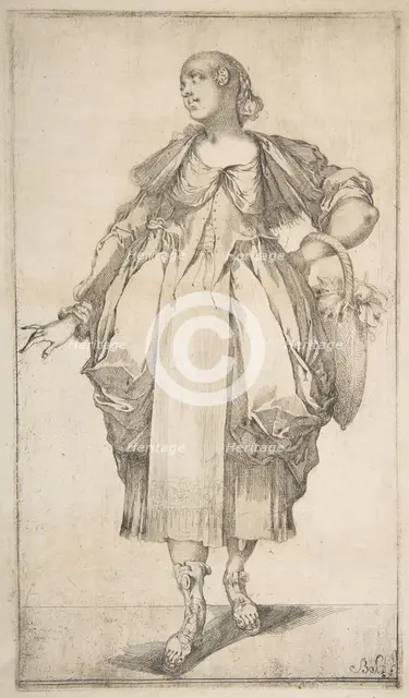 Gardener with a Basket on her Arm, from Hortulanae series, 1612-16. Creator: Jacques Bellange.
