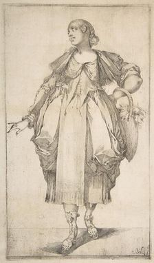 Gardener with a Basket on her Arm, from Hortulanae series, 1612-16. Creator: Jacques Bellange