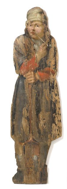 Gardener with pipe and spade, garden figure. Creator: Anon