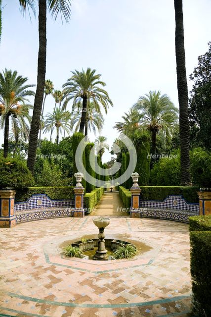 Gardens, the Alcazar, Seville, Andalusia, Spain, 2007.  Creator: Samuel Magal.