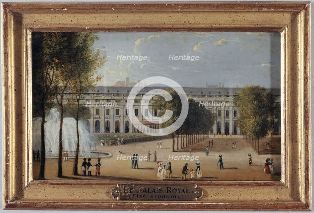Gardens of the Palais-Royal, around 1820, current 1st arrondissement, between 1815 and 1825. Creator: Unknown.