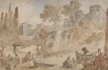 Gardens of the Villa d'Este at Tivoli, 1760. Creator: Charles-Joseph Natoire