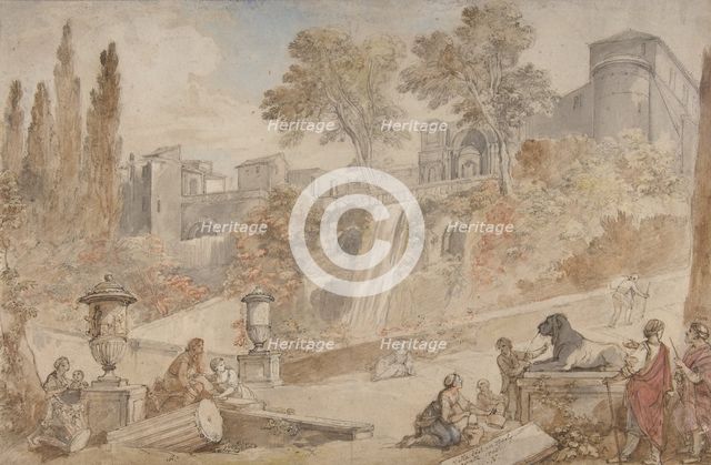 Gardens of the Villa d'Este at Tivoli, 1760. Creator: Charles-Joseph Natoire.