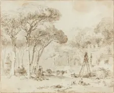 Gardens of an Italian Villa (Villa Medici?), 1773/1774. Creator: Jean-Honore Fragonard
