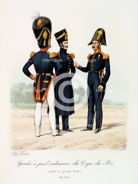 Gardes a pied ordinaires du Corps de Roi, petite and grande tenue, 1817-30 Artist: Eugene Titeux