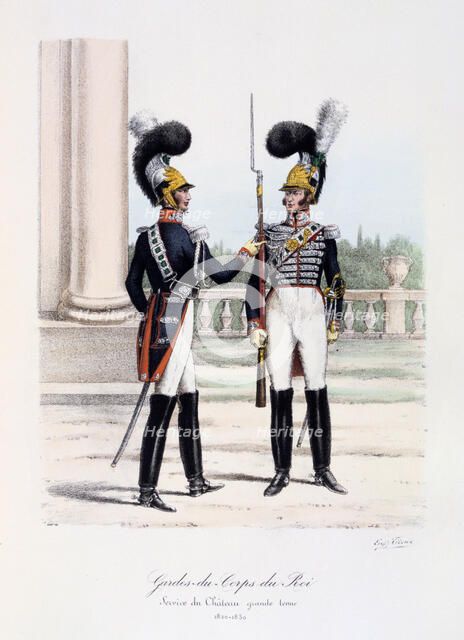Gardes-du-Corps de Roi, Service de Chateau, grande tenue, 1820-30 Artist: Eugene Titeux