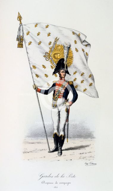 Gardes de la Porte, Campaign flag, 1815 Artist: Eugene Titeux