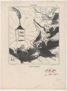 Gare la lumière!, 1870. Creator: Honore Daumier