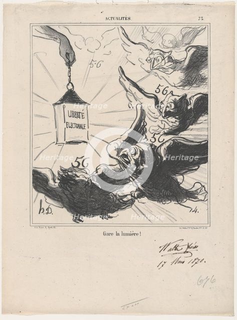 Gare la lumière!, 1870. Creator: Honore Daumier.