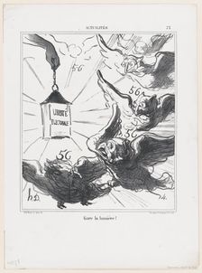 Gare la lumière!, 1870. Creator: Honore Daumier