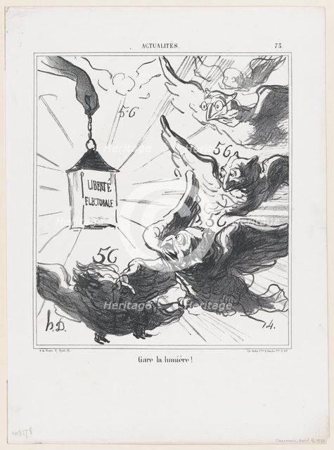 Gare la lumière!, 1870. Creator: Honore Daumier.