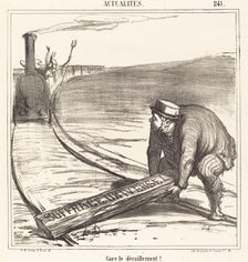 Gare le déraillement!, 1866. Creator: Honore Daumier