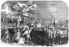 Garibaldi in England: Garibaldi receiving an address at the Nine Elms railway station, 1864. Creator: Unknown