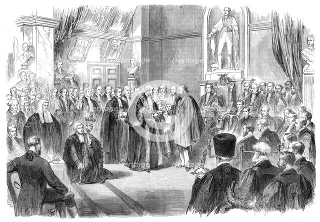 Garibaldi in England: presentation of the freedom of the City of London...at Guildhall, 1864. Creator: Unknown.