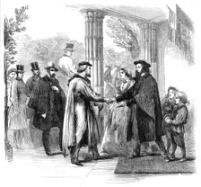 Garibaldi in England: the meeting of Garibaldi and Tennyson at Faringford House, Isle of Wight, 1864 Creator: Mason Jackson