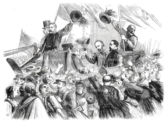 Garibaldi's entry into Naples - a sketch in the Strada di Toledo, by T. Nast, 1860. Creator: Unknown.