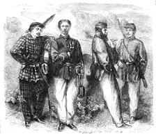 Garibaldian volunteers - from a photograph by Herr Fehrenbachs, 1860. Creator: Unknown