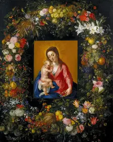 Garland with the Virgin and Child, c1621. Creators: Jan Brueghel the Elder, Hendrick van Balen I