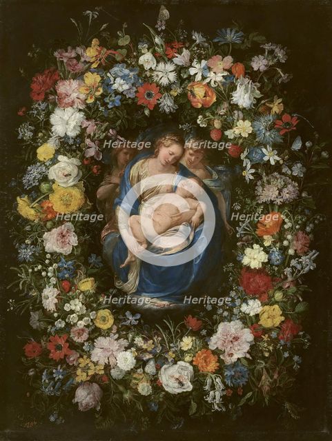 Garland with the Virgin, the Christ Child and two Angels, c1619. Creator: Jan Brueghel the Elder.