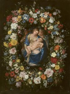 Garland with the Virgin, the Christ Child and two Angels, c1619. Creator: Jan Brueghel the Elder