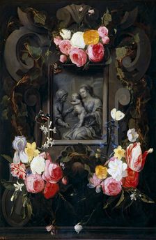 Garland around St Anna, the Virgin and the Child, 17th century. Creator: Andries Bosman