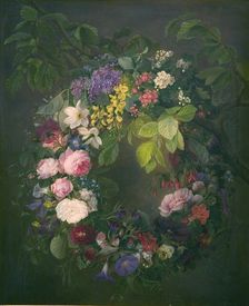 Garland of flowers, 1835-1855. Creator: Emma Thomsen