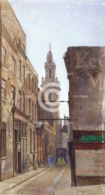 Garlick Hill, City of London, 1882. Artist: John Crowther