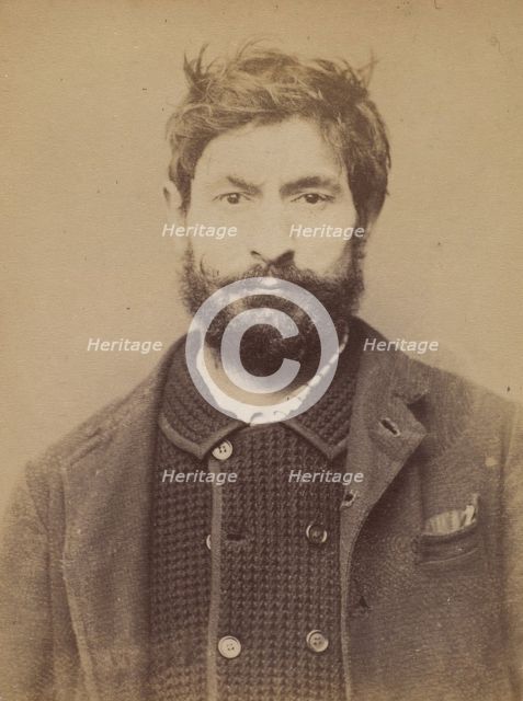 Garnier. Auguste. 34 ans, né à Périgny (Côte-d'Or). Journalier. Anarchiste. 2/3/94., 1894. Creator: Alphonse Bertillon.