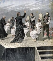 Garrotting of anarchists in Xeres, Spain, 1892. Artist: Henri Meyer