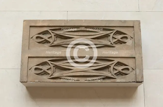 Garrick Theatre: Block of stringcourse from first floor loggia, 1891/92 (demolished 1961). Creator: Adler & Sullivan.