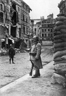 Garrison of French soldiers and firemen, Verdun, France, First World War, 1916, (c1920)