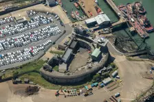 Garrison Point Fort, a coastal fort constructed in 1872, part of Sheerness defences, Kent, 2024. Creator: Damian Grady