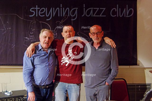 Gary Baldwin, Mike Bradley and Mick Hanson, Steyning Jazz Club, West Sussex, May 2016. Artist: Brian O'Connor.