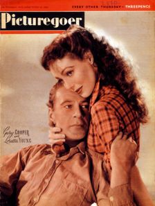 Gary Cooper (1901-1961) and Loretta Young (1913-2000), American actors, 1945
