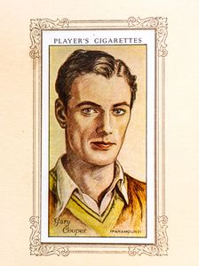 Gary Cooper Collectables Picture of movie stars that came with the Players cigarette packet, 1934. Creator: Unknown