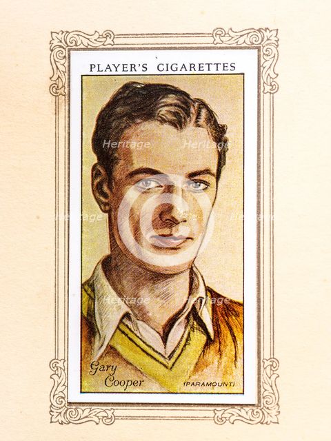 Gary Cooper Collectables Picture of movie stars that came with the Players cigarette packet, 1934.  Creator: Unknown.