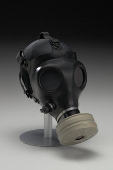 Gas mask with filter canister worn at demonstrations in Ferguson, Missouri, 2014. Creator: Shalon Chemical Industries Ltd.